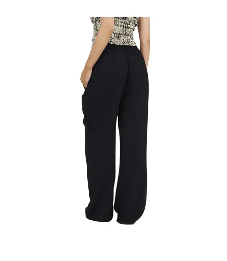 Womens/ladies Viscose Crinkled Trousers Black Brave Soul