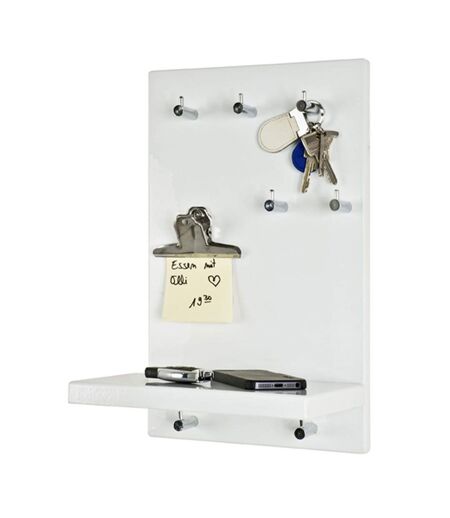 Tableau à Clés 7 Crochets 40cm Blanc & Chrome