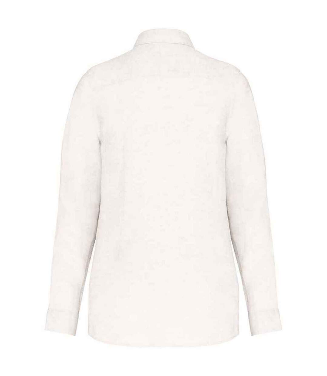 Womens/ladies Linen Long-sleeved Shirt White Spasso-2