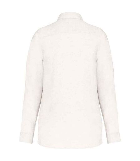 Womens/ladies Linen Long-sleeved Shirt White Spasso