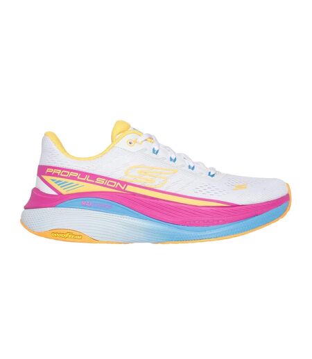 Womens/ladies Max Cushioning Propulsion Trainers White Orange Skechers