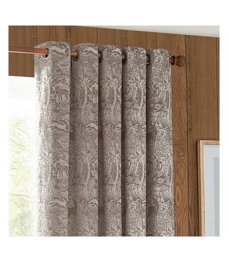 Furn Winter Woods Chenille Animals Eyelet Curtains (Taupe) (117cm x 183cm)