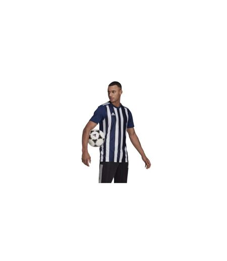 Maillot Manches Courtes Foot Motif/style À Rayures Homme Bleu Marine Adidas