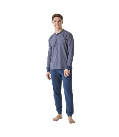 JJB12 Men's Long Sleeve Round Neck Cotton Pajamas