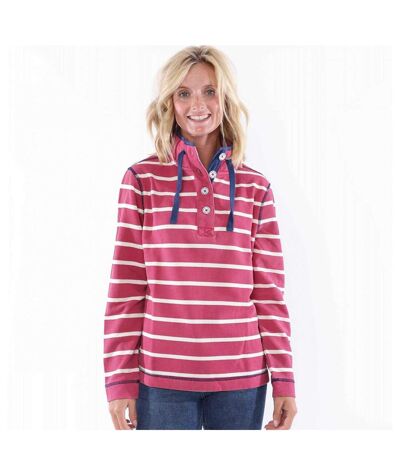 Womens/ladies Striped Pique Sweatshirt Cherry Lazy Jacks