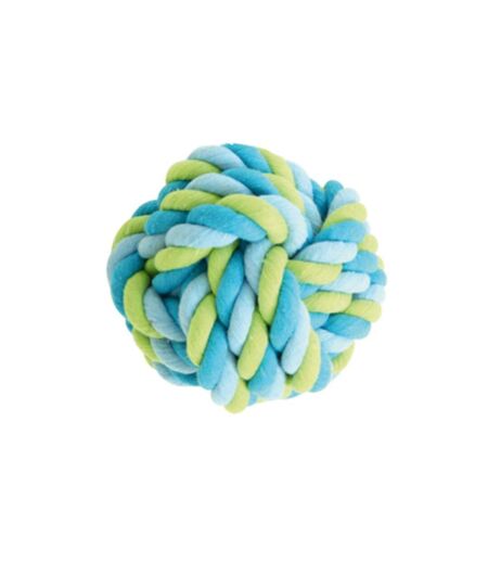 Jouet pour Chien Balle Corde 15cm Bleu & Vert