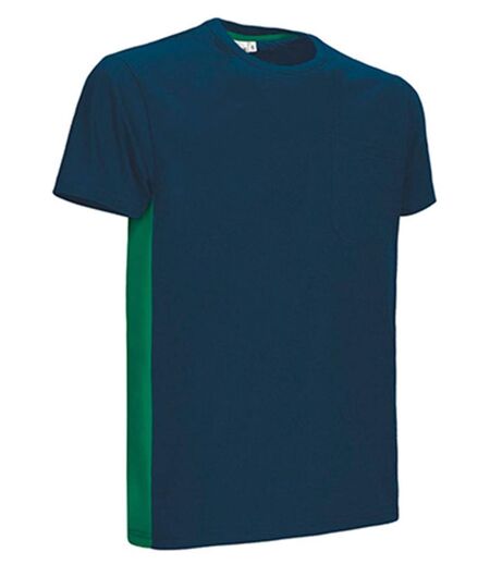 T-shirt bicolore - Unisexe - réf THUNDER - bleu marine et vert kelly