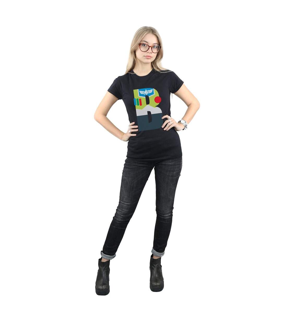 Disney Femme/Les femmes Alphabet B Is For Buzz Lightyear Cotton T-Shirt (Noir) - UTBI44286-4