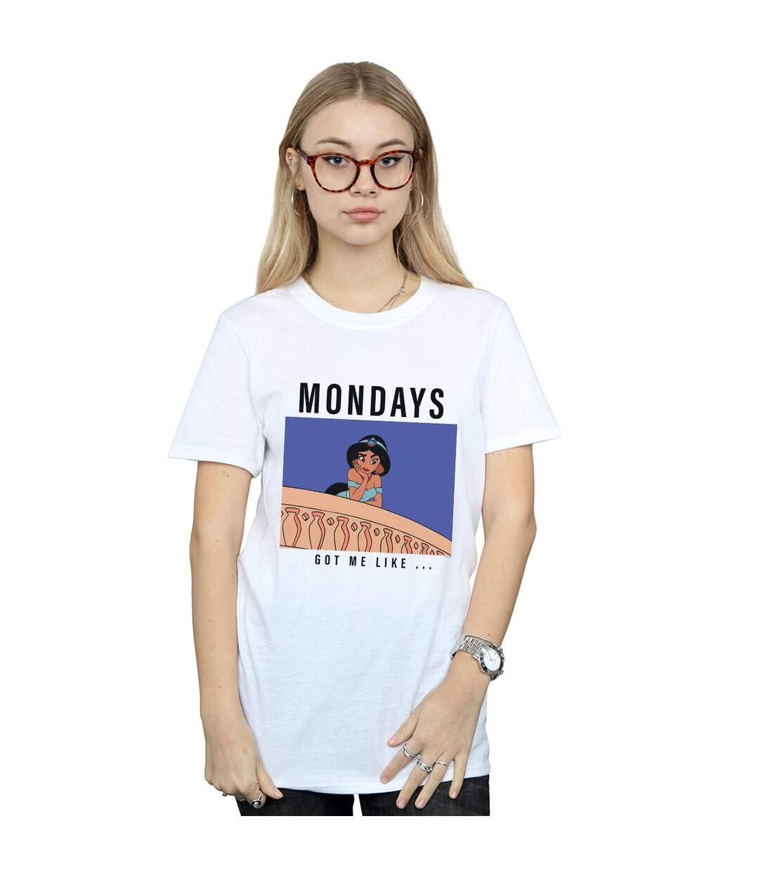 Disney Princess - T-shirt JASMINE MONDAYS GOT ME LIKE - Femme (Blanc) - UTBI42775-2