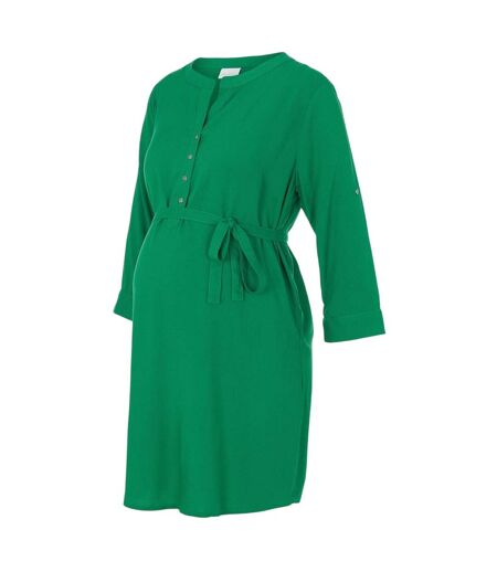 Womens/ladies Regular 3/4 Sleeve Tunic Dress Green Mamalicious