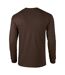 Gildan Mens Plain Crew Neck Ultra Cotton Long Sleeve T-Shirt (Dark Chocolate) - UTBC477