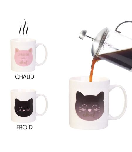 Mug Magique en Céramique Chat 35cl Blanc