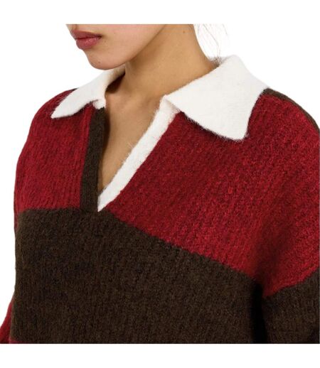 Womens/ladies Collared Oversized Sweater Top Red Brown 4th & Reckless