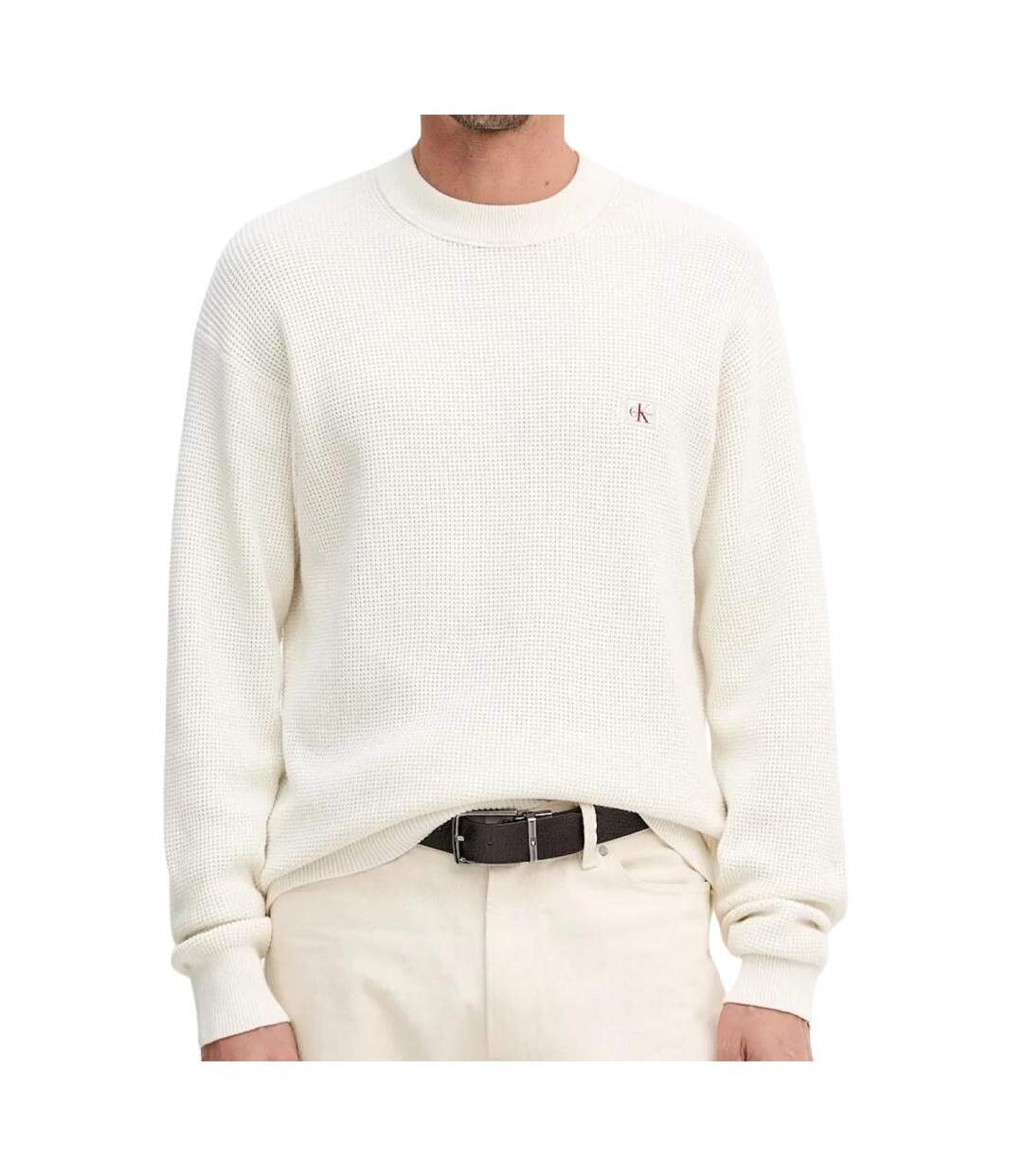 Sweat blanc homme calvin klein 350terry monog yas-1
