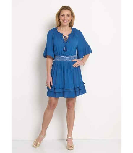 Robe courte plissée taille élastiquée