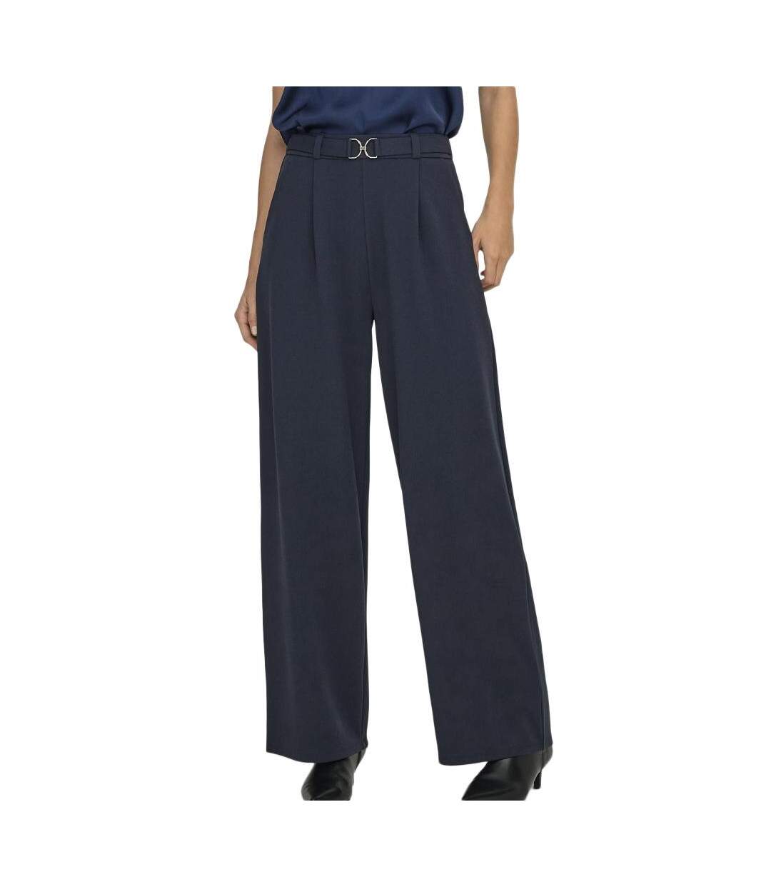Pantalon fluide marine femme jdy geggo belt-1