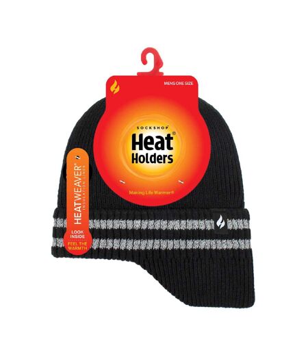 Mens Hi Vis Reflective Fleece Lined Thermal Winter Hat with Drop Neck