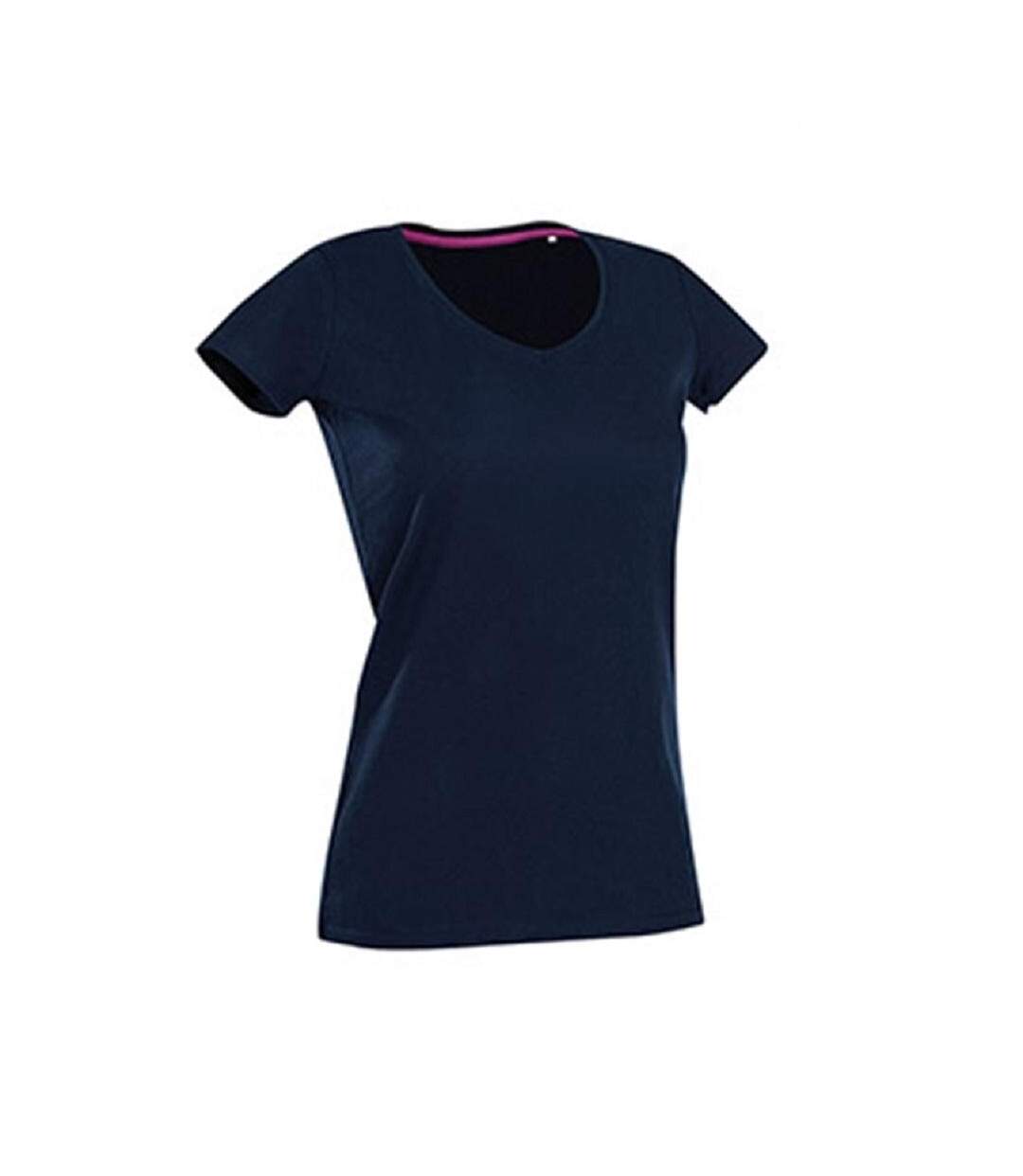 T-shirt Col V Claire Femme Bleu Marine Stedm An-1