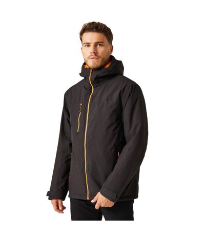 Mens Insulated Waterproof Jacket Black Orange Pop Regatta Professional