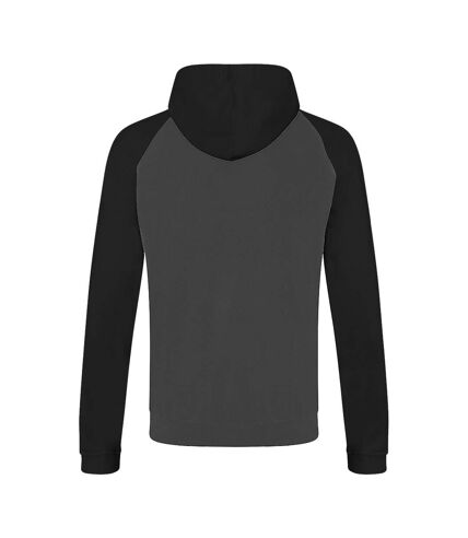 Awdis Just Hoods Adults Unisex Two Tone Hooded Baseball Sweatshirt/Hoodie (Charcoal/Jet Black)