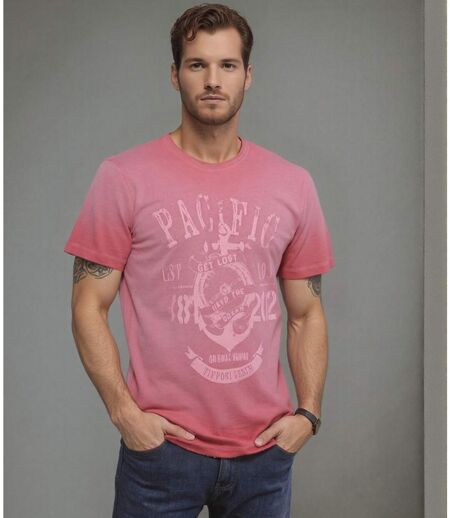 Tee-shirt homme rose à  manches courtes avec motif imprimé élégant