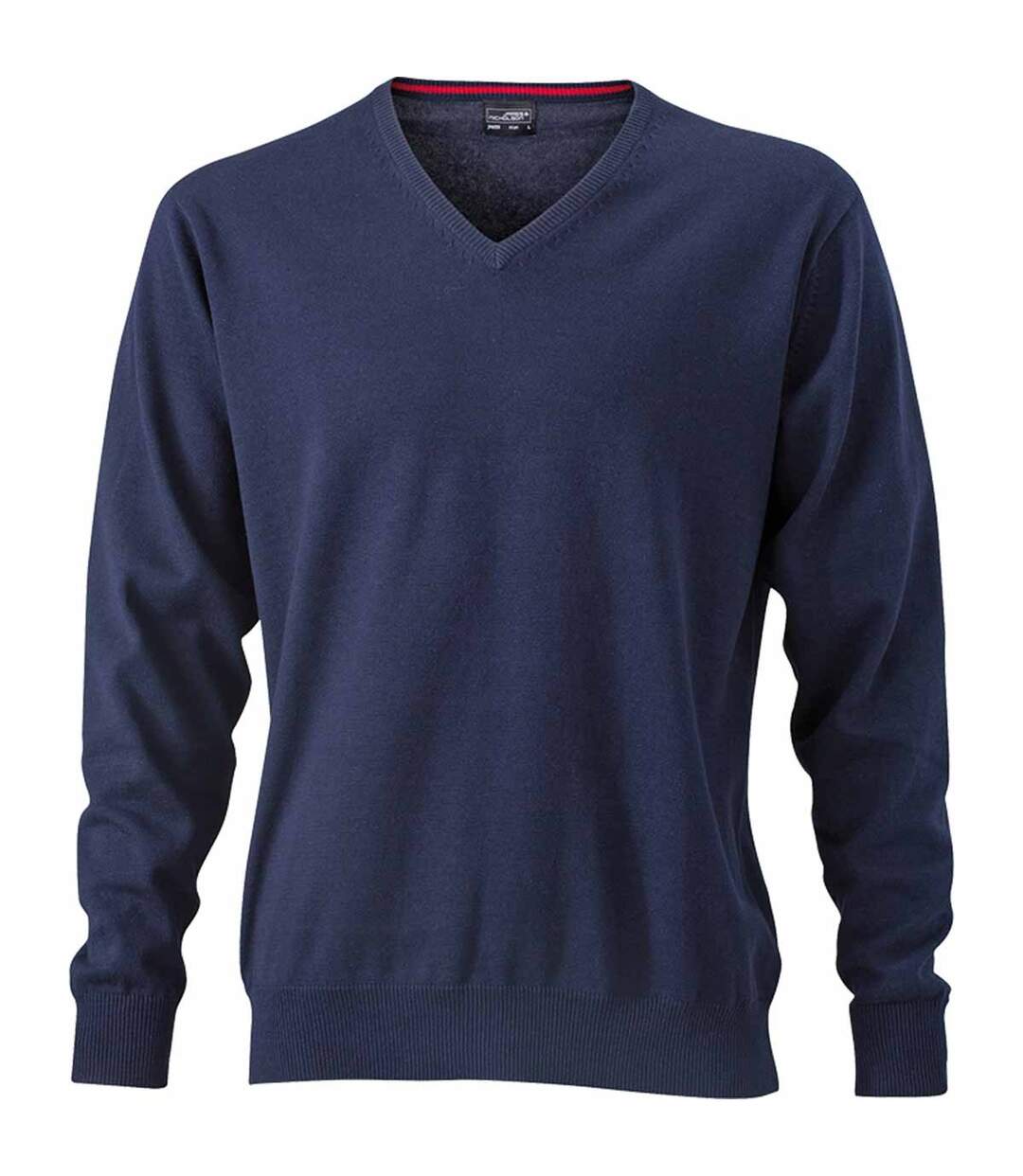 Pull classique col V - HOMME - JN659 - bleu marine-1