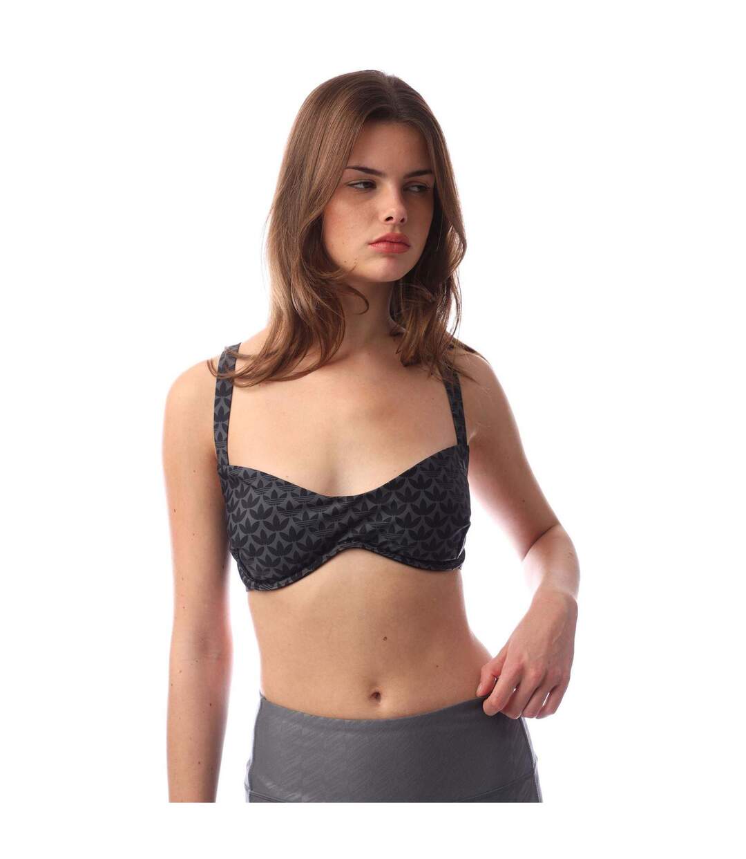 Haut De Maillot De Bain Motif/style Monogramme Femme Noir Adidas-1