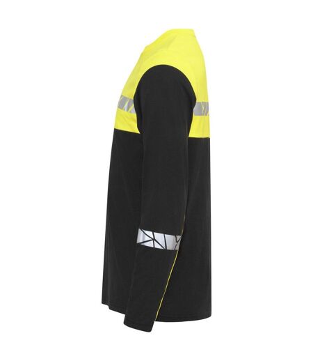 Mens Progression Hi-vis Long-sleeved T-shirt Black Yellow Projob