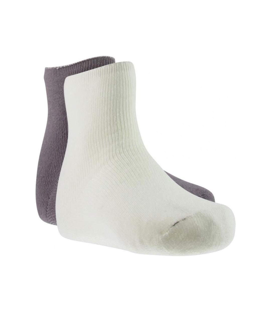 TWINDAY Lot de 2 paires de Chaussettes Femme Microfibre DOUCEUR Blanc Taupe-1