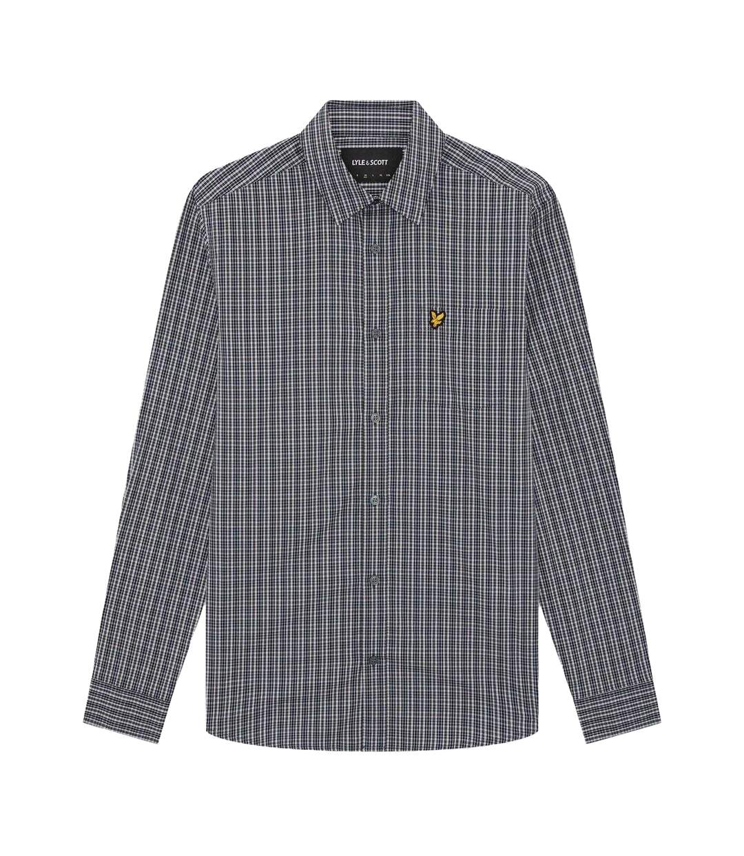 Mens Micro Checked Woven Shirt Dark Navy Lyle & Scott-2