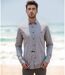 Chemise en coton gris à  manches longues pour homme avec poches poitrine et finitions contrastées-4