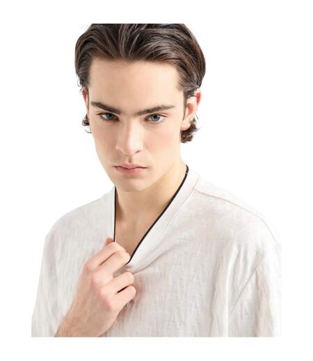 Mens Textured Crew Neck Regular T-shirt Off White Armani Exchange