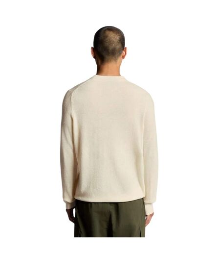 Mens Embroidered Logo Crew Neck Long-sleeved Sweater Top Beige Marl Lyle & Scott
