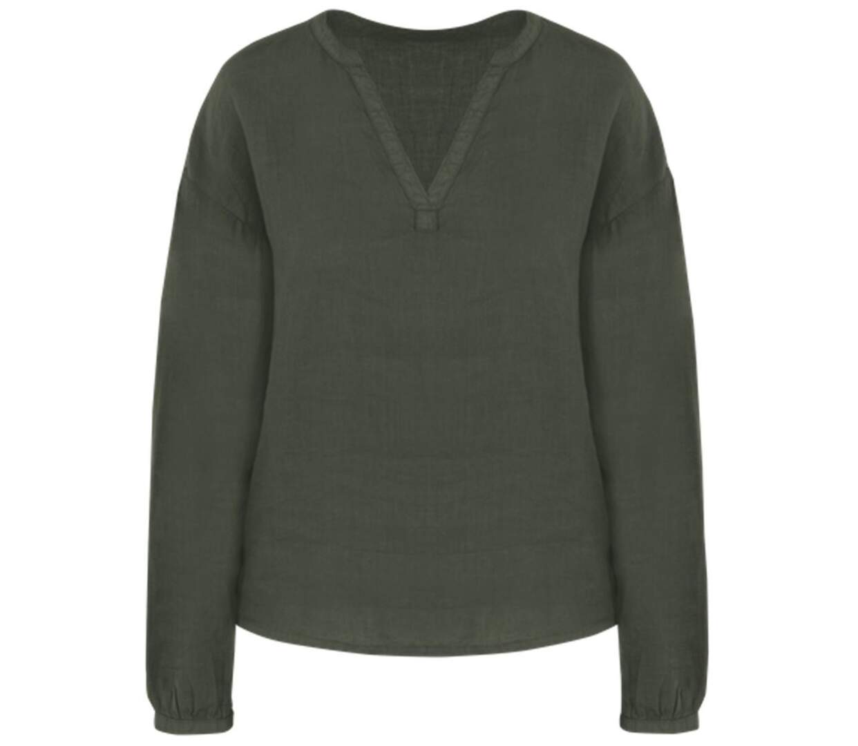 Chemise - Blouse en lin - Femme - PATS524 - vert kaki-1