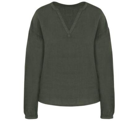 Chemise - Blouse en lin - Femme - PATS524 - vert kaki