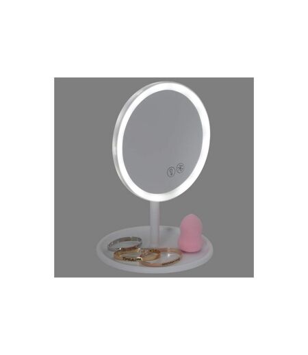 Miroir Lumineux Led Sans Fil Enceinte 26cm Blanc