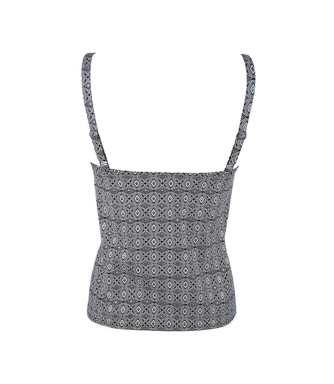 Haut de maillot de bain noir/blanc femme grain de sable tankini-2