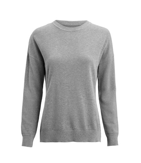 Womens/ladies Ashland Knitted Casual Sweatshirt Grey Melange James Harvest