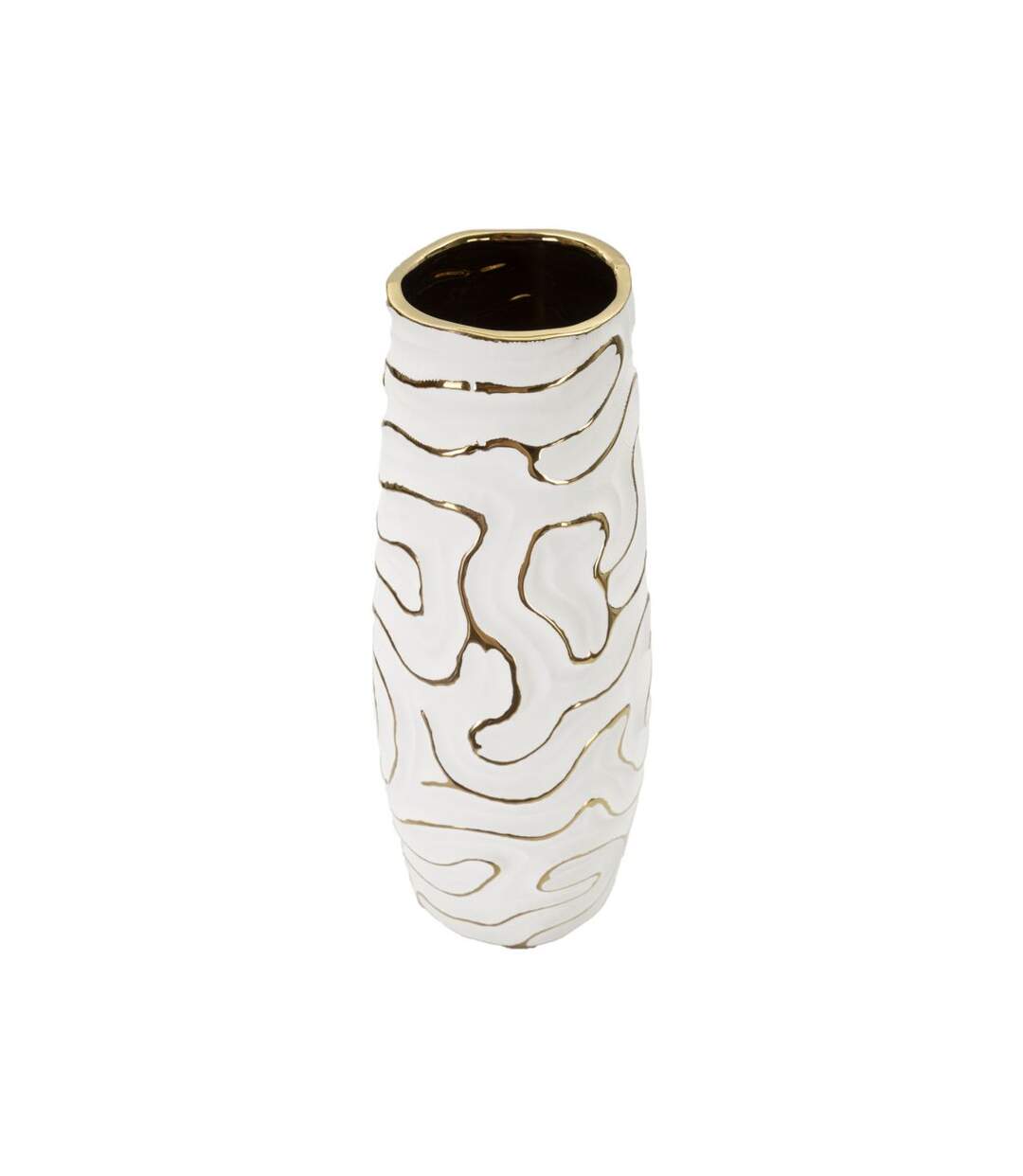 Vase Design en Céramique Lia 39cm Blanc-3