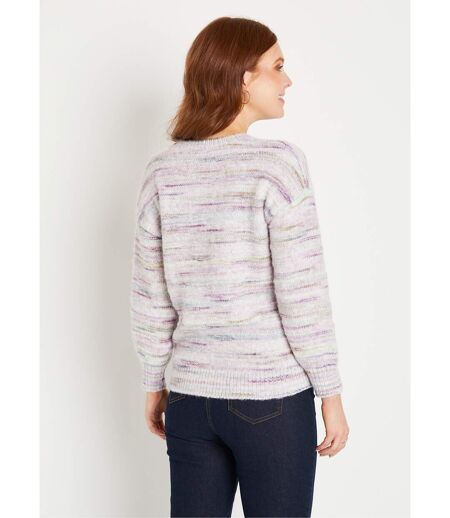 Pull chaud mouliné col rond avec laine
