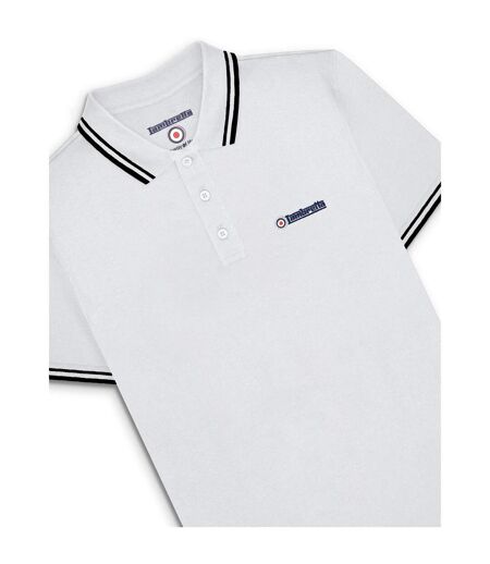 Mens Tipped Polo Shirt White Black Lambretta