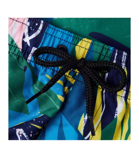 Short De Bain Style Imprimé Feuille Leisure Homme Jaune Bleu Vert Speedo