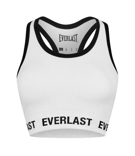 Womens/ladies Logo Cropped Sports Bra White Everlast
