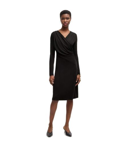 Robe Portefeuille Manches Longues Eular Surplice Femme Noir Boss