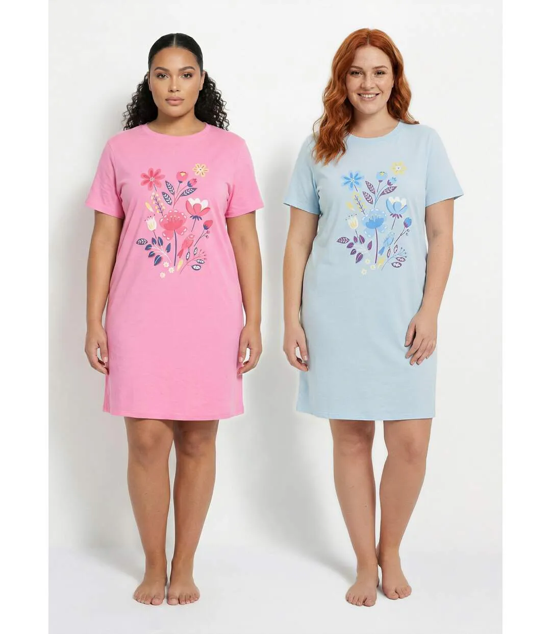 Chemise de nuit courte coton motif - lot de 2-1