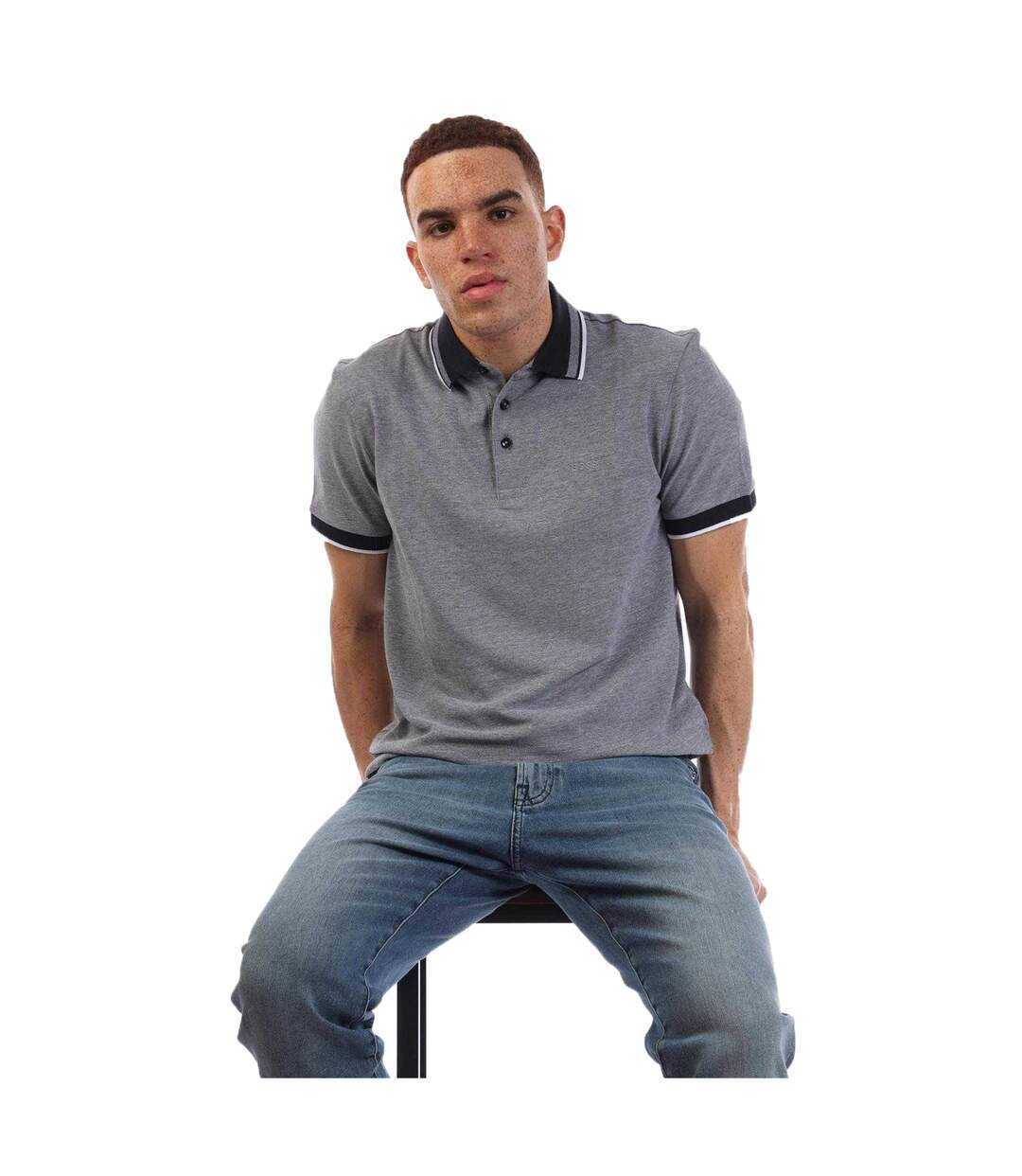 Polo Homme Bleu Foncé Boss-4