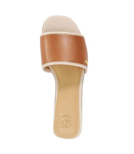 Womens/ladies Laras Minimalist Leather Flat Sandals Tan Dune London