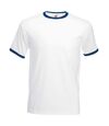 Fruit Of The Loom Mens Ringer Short Sleeve T-Shirt (White/Navy) - UTBC342