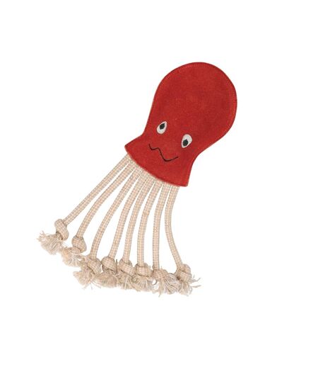 Inky the octopus suede rope dog toy one size red/beige Benji & Flo