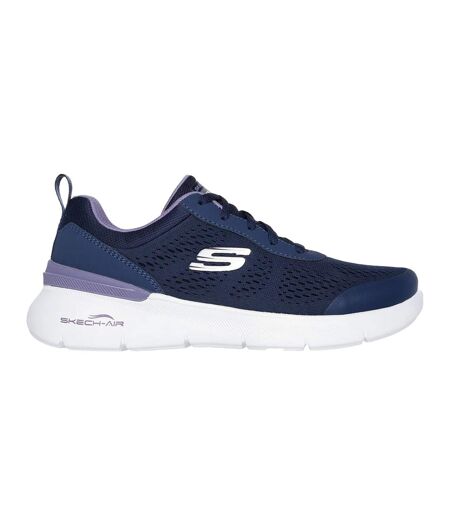 Womens/ladies dynamight 2.0 new heights skech-air trainers navy/lavender Skechers